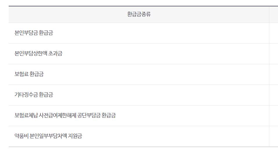 국민건강보험환급금 6가지 종류